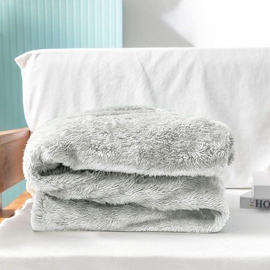 Plush Extra Large Fleece Throw Blanket for Couch,Bed and Sofa (50x70 inches, Light Grey) Soft, Warm, Lightweight