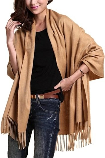 Extra Large Wool Shawl Soft Pashmina Wrap Winter Scarf for Women